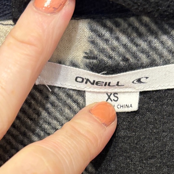 O'Neill Black and Cream Utility Jacket with Plaid Design - Picture 3 of 4